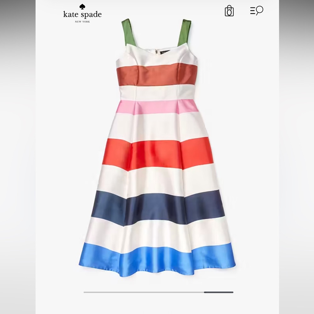EUC Kate Spade Adventure Stripe Grace Multicolor Midi Dress - Picture 6 of 6
